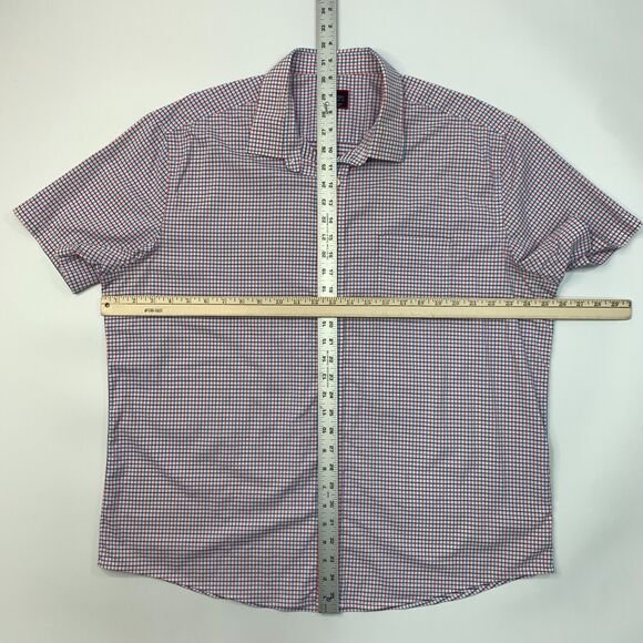 UntuckIt Kemmeter Shirt Mens 2XL XXL Pink Blue Gingham Plaid Nylon Blend Button - Picture 6 of 10